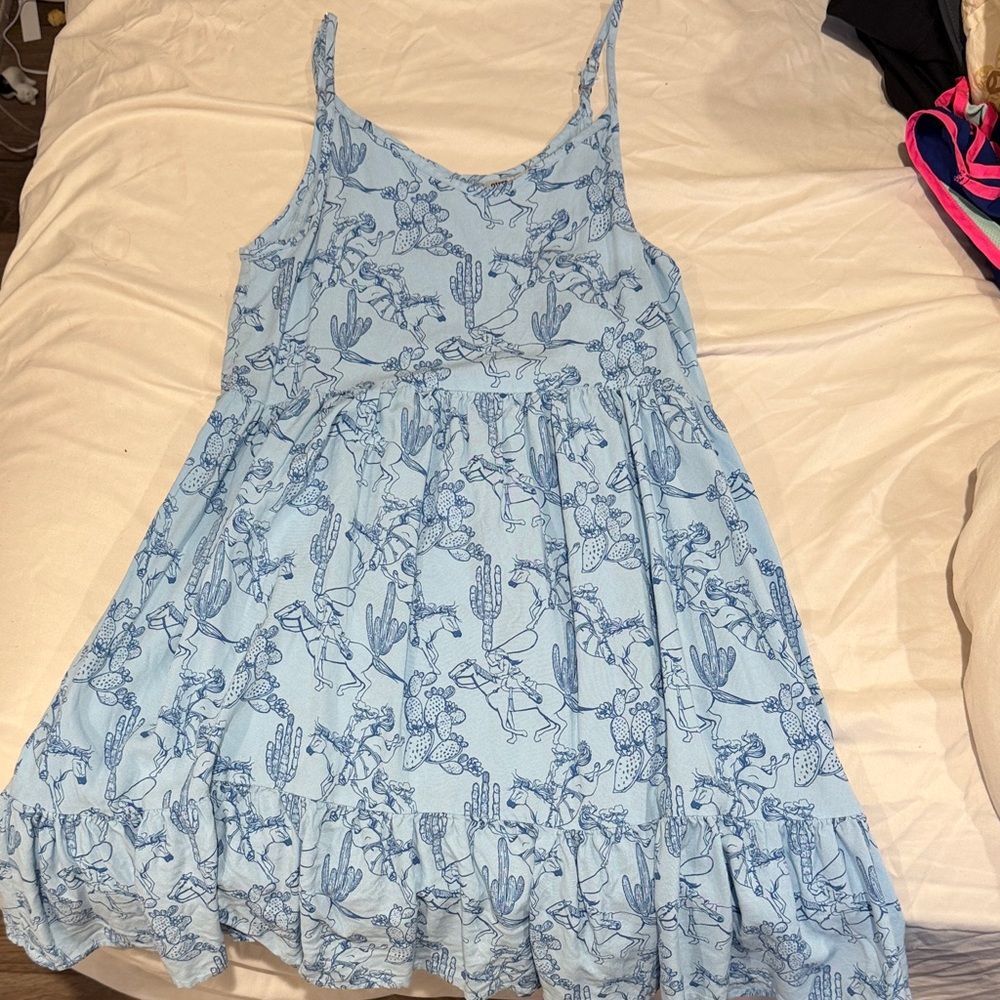 Blue Cactus Print Sundress